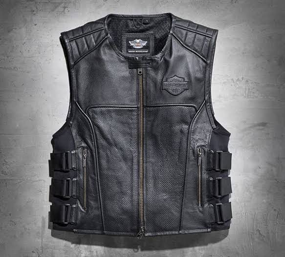 Men's Black Leather Biker Vest – Classic Motorcycle Riding Vest