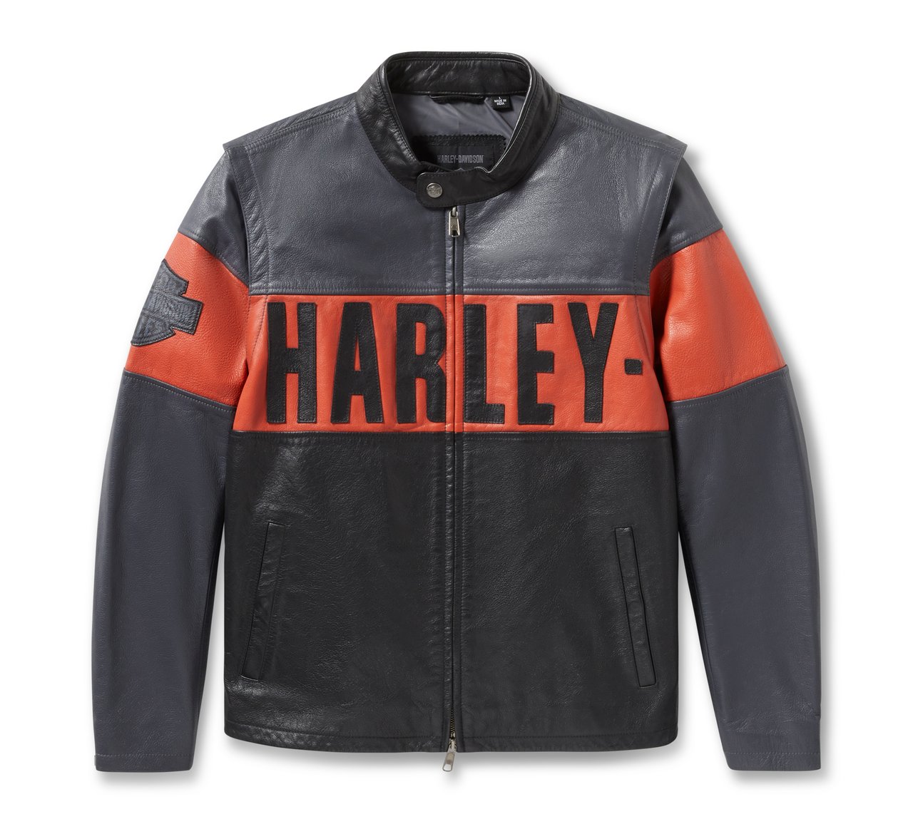 Men's Black & Red Leather Biker Jacket – Harley Style