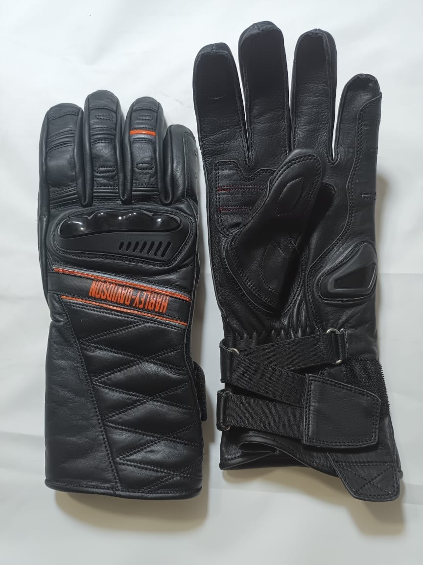 Men's Black Leather Motorcycle Gloves – Long Cuff Sport Riding Design