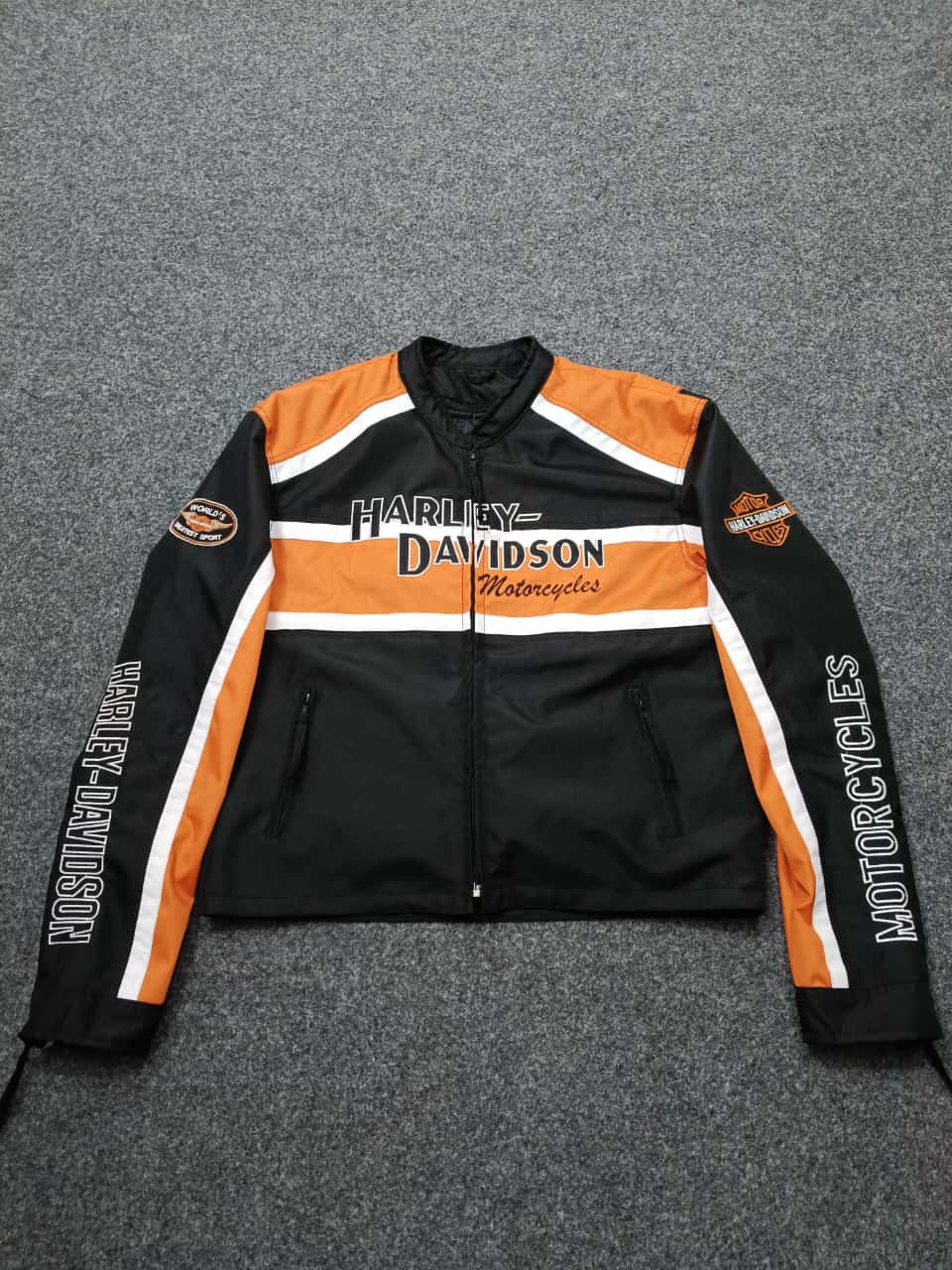 Men’s Black & Orange Cordura Motorcycle Riding Jacket