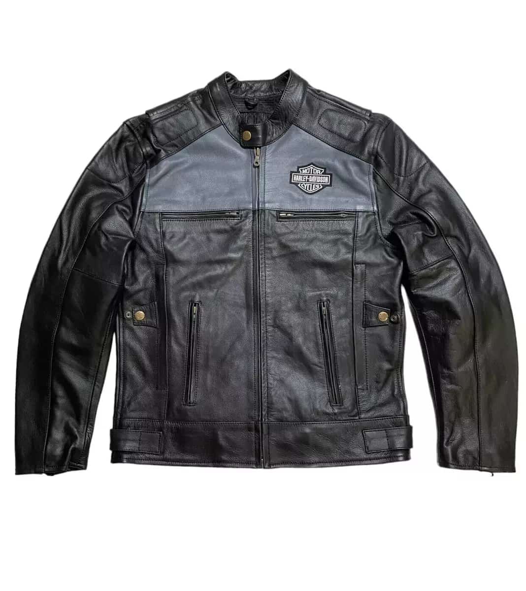Black & Grey Leather Motorcycle Jacket – Legendary Edition