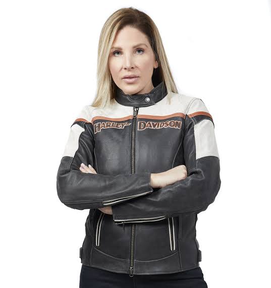 Women's Black & White Leather Motorcycle Jacket – Stylish Biker Jacket