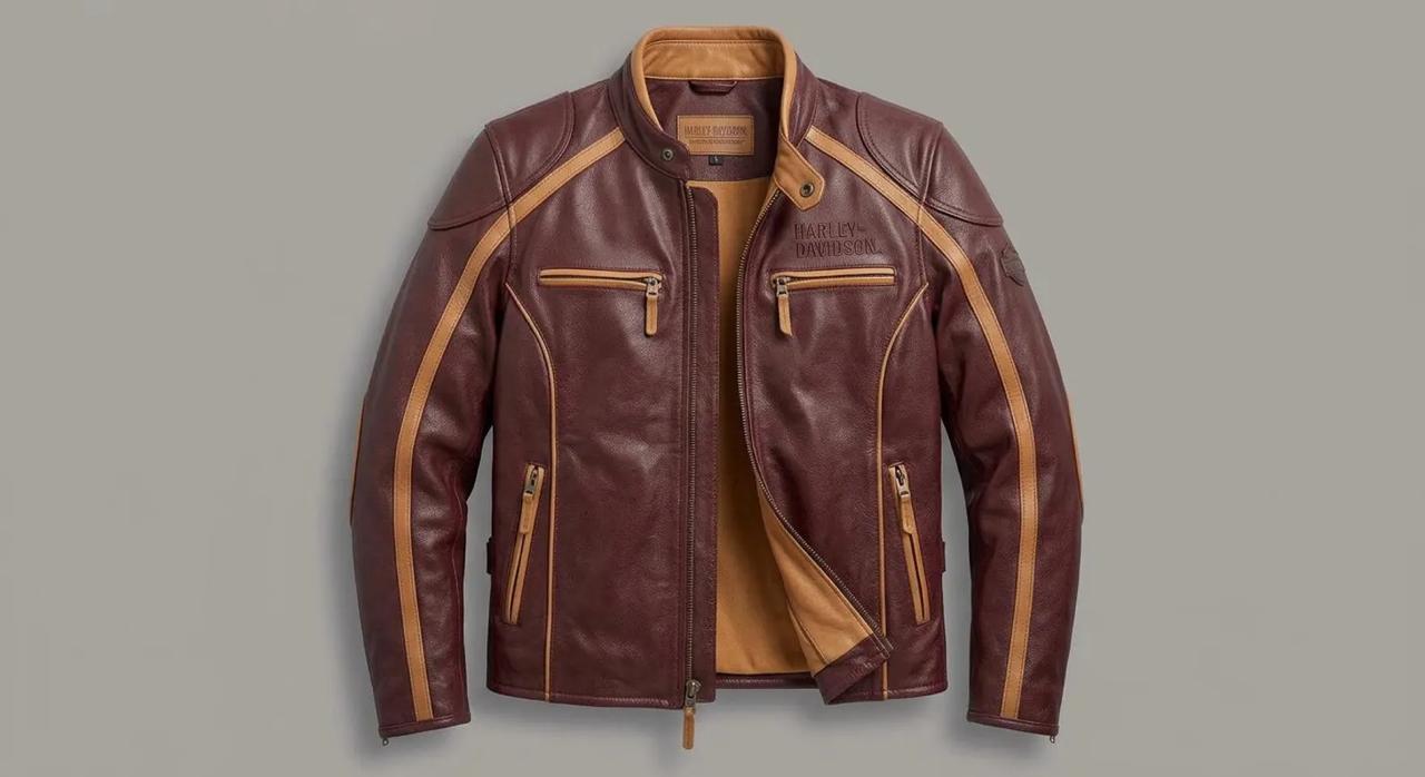 Men's Brown & Tan Leather Motorcycle Jacket