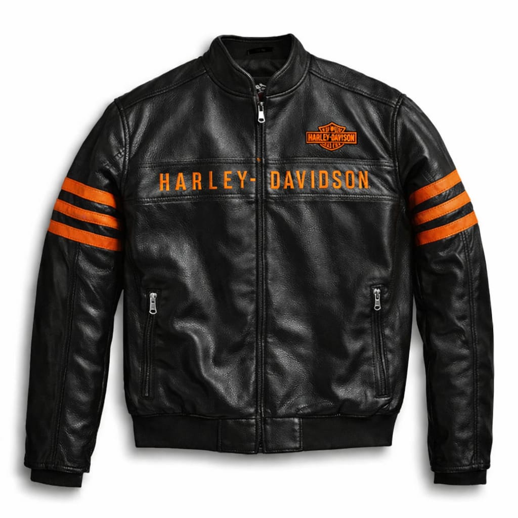 Black and Orange Leather Jacket