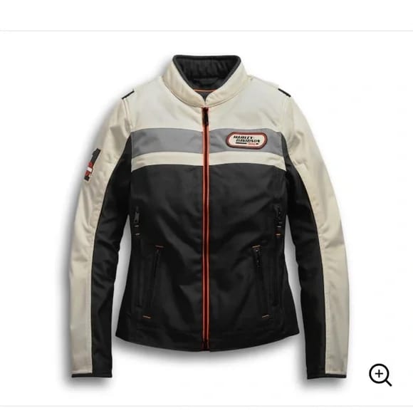 Women's Black & Cream Cordura Motorcycle Jacket