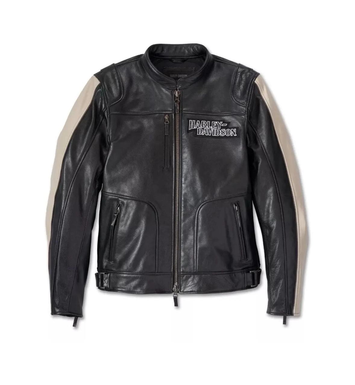 Men's Black & White Leather Motorcycle Jacket – Screamin' Eagle Style