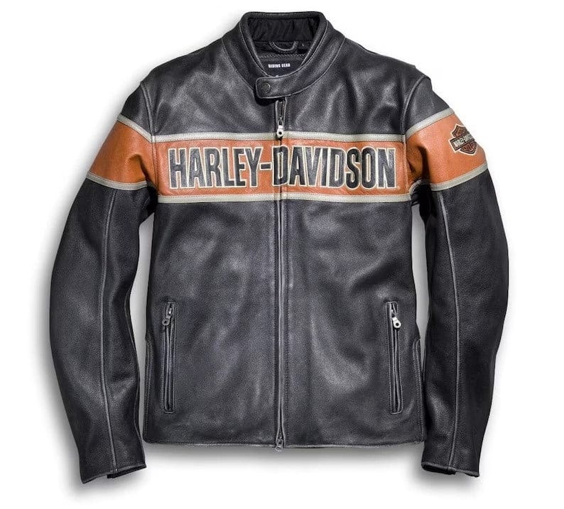 Black & Orange Leather Motorcycle Jacket