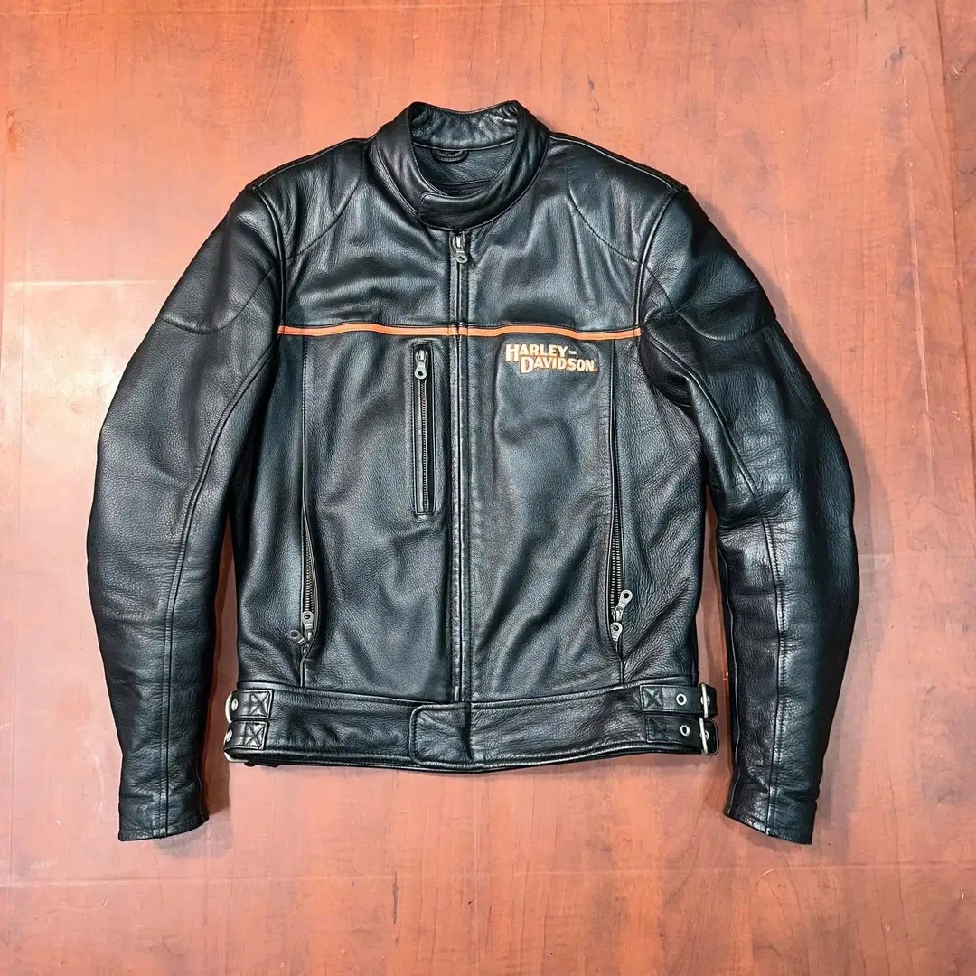 Men's Black Leather Motorcycle Jacket – Harley-Davidson Style