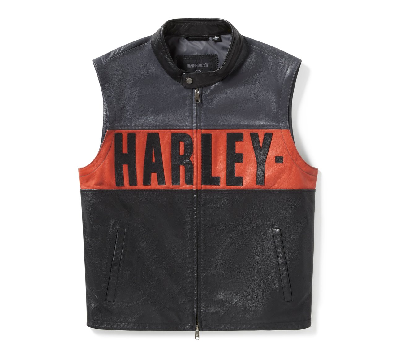 Men's Black & Red Leather Biker Vest – Harley Style
