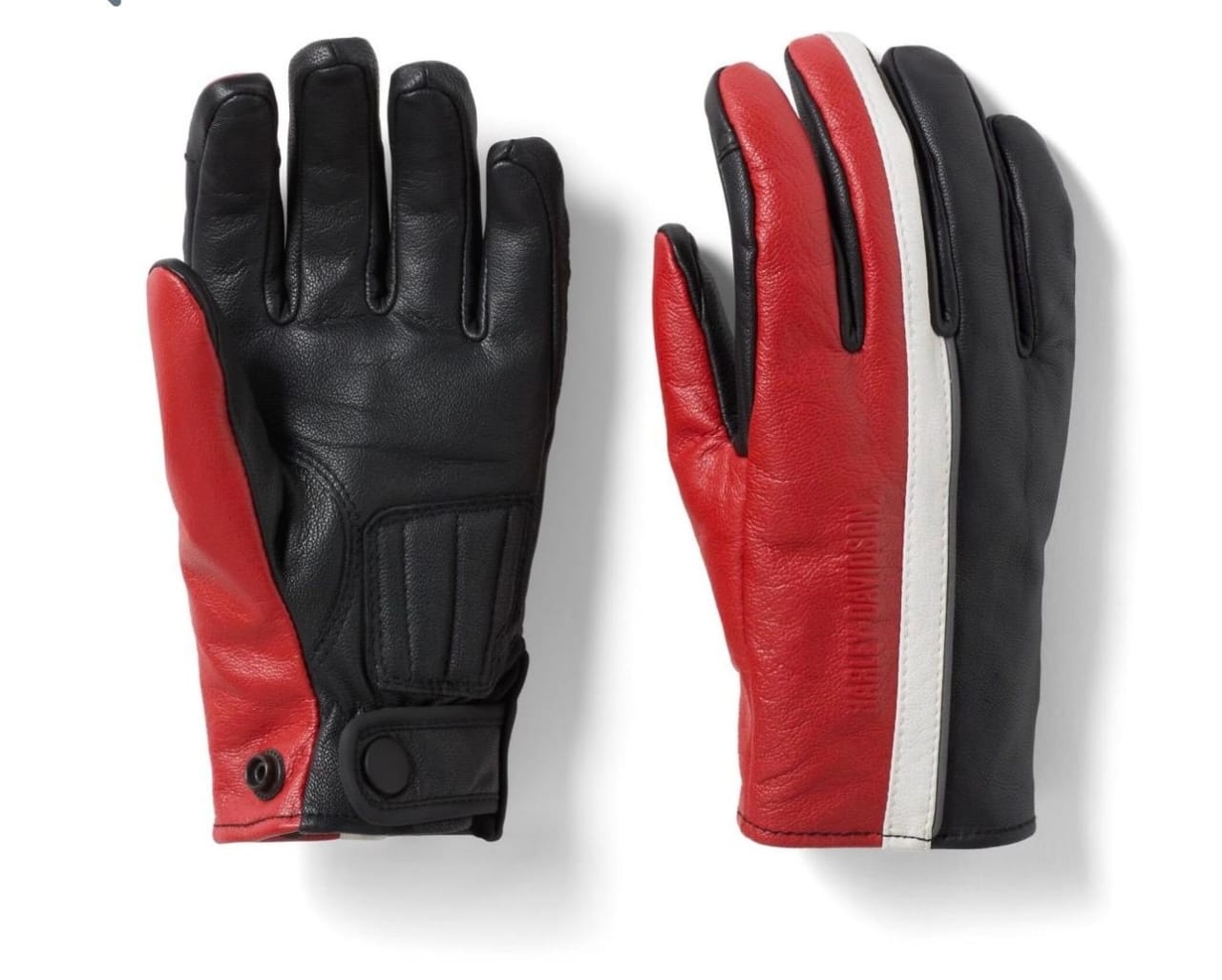 Men's Red and Black Leather Gloves – Classic Motorcycle Style