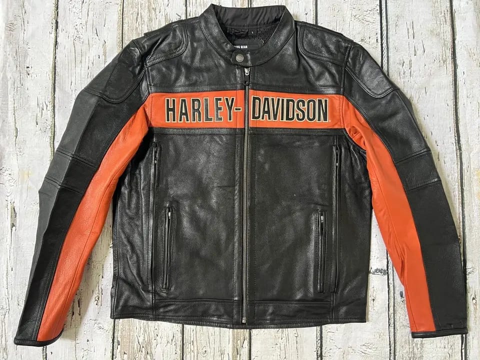Men's Black & Orange Leather Motorcycle Jacket – Biker Style