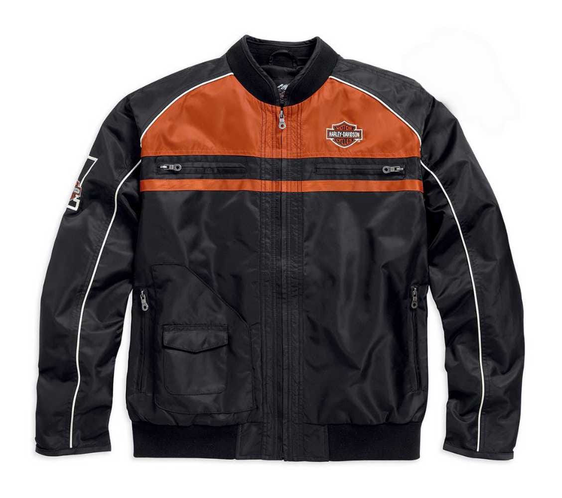 Men's Black & Orange Cordura Motorcycle Jacket